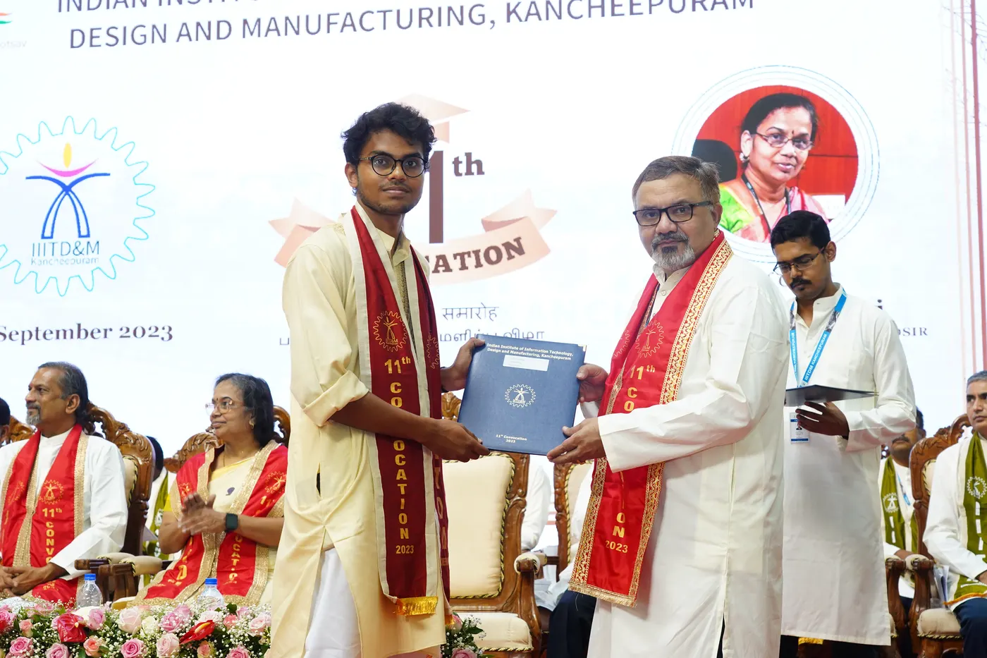 Sujoy receiving his degree on stage at his convocation